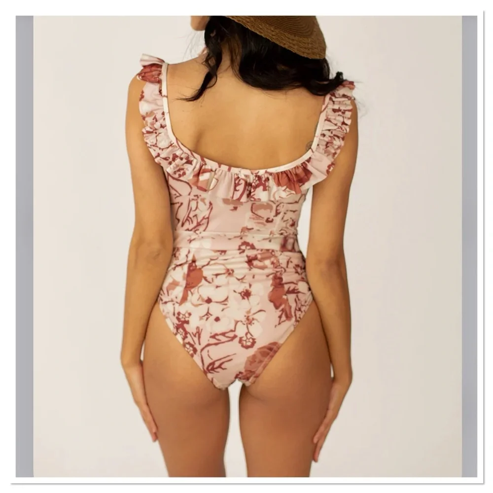 NWT Joyfolie Evie One Piece Swimsuit Neutral Pink Extra Small